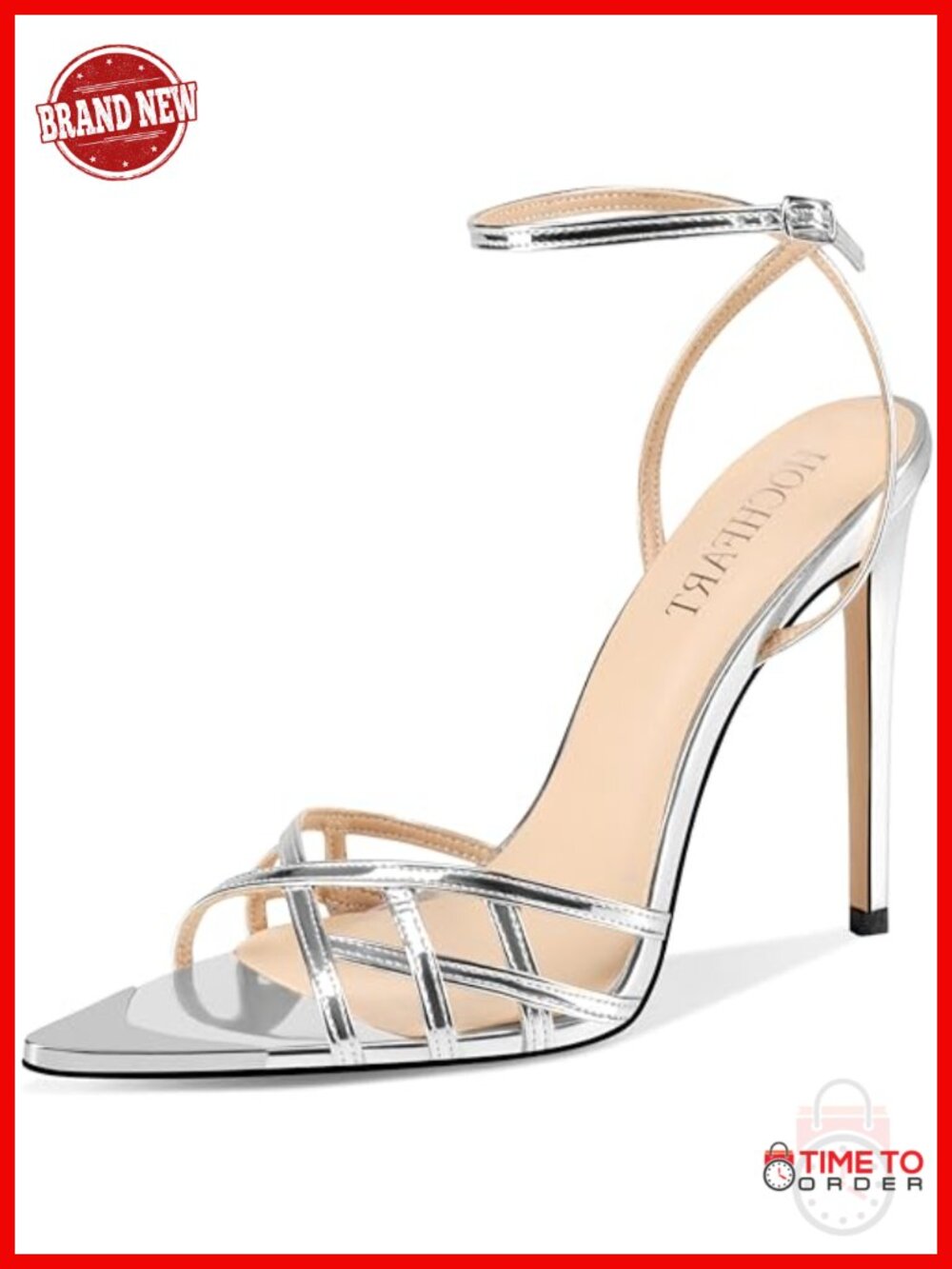 Women's Strappy Heels Lace Up Pointed Open Toe Stiletto PU Ankle Strap Dressy